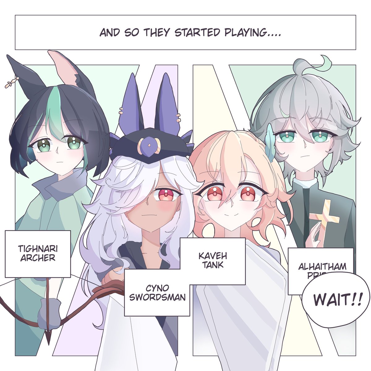 CryMelodi's tweet photo. I don't read enough fanfiction to be able to write good dialogue

Uhh school au alhaitham x kaveh (kinda) because this scenario would not work in canon

#kavetham #haikaveh #Genshin #alhaithamkaveh #kaveh #alhaitham #Tighnari #cyno https://t.co/dd6q7KoDqm