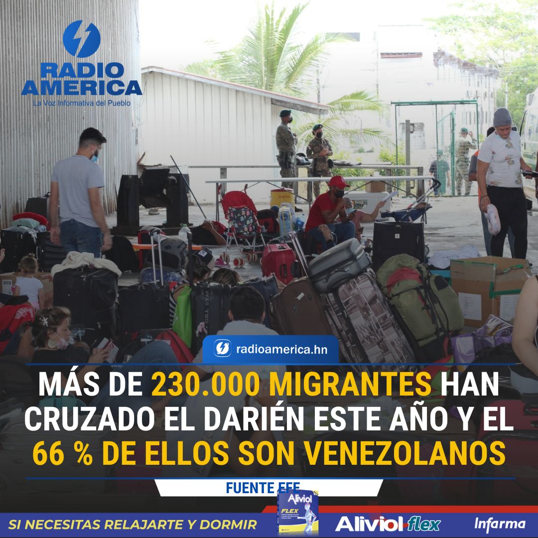 #AméricaNoticias LO ÚLTIMO EN #LATAM #RadioAmérica #DimensióMigratoria
Más de 230.000 migrantes irregulares cruzaron la selva del Darién, la frontera natural entre Panamá y Colombia y que une a Sur y Centroamérica, en lo que va de este año, la mayoría de nacionalidad venezolana
