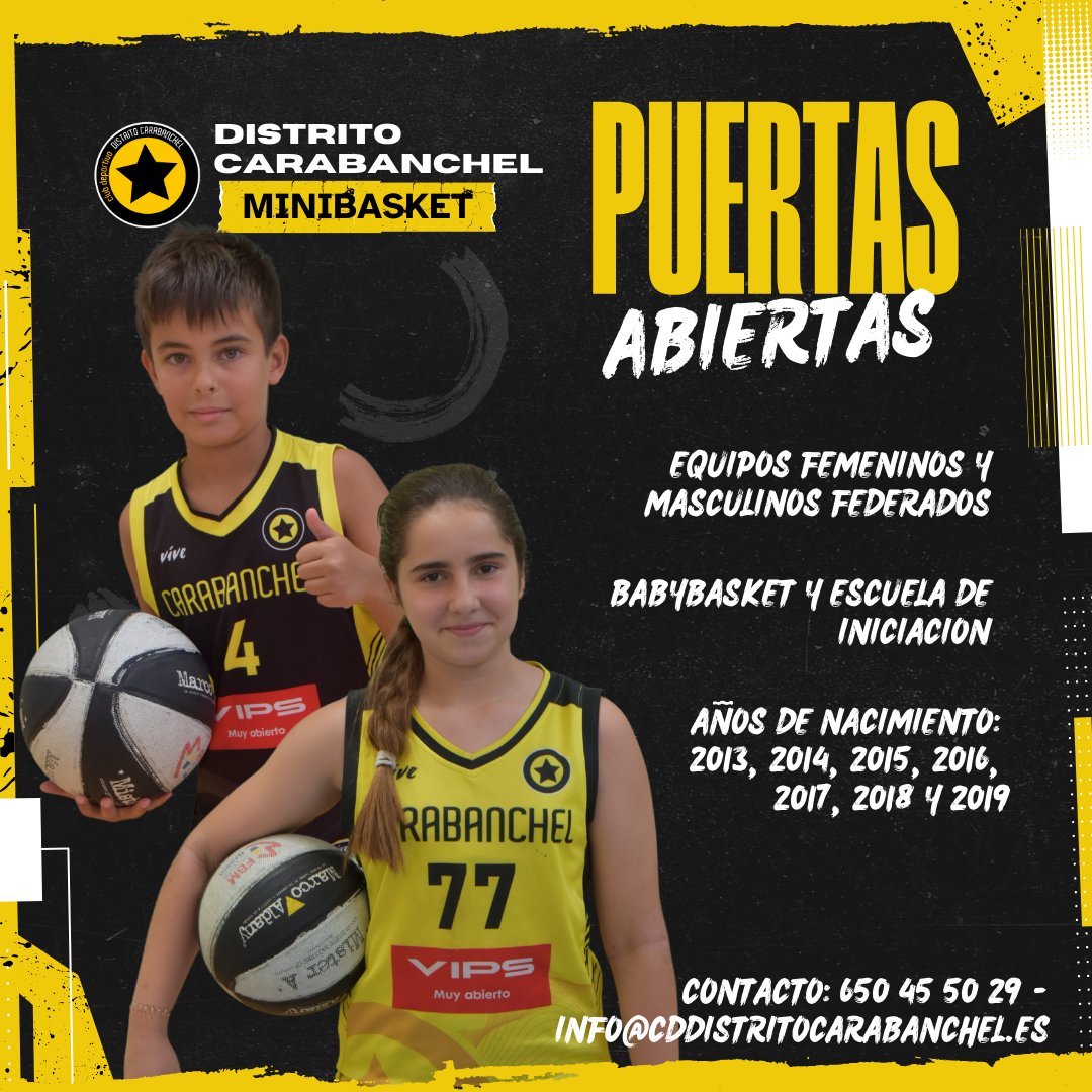 cd_carabanchel's tweet image. PUERTAS ABIERTAS🏀
Empezamos la temporada abriendo las puertas de nuestros entrenamientos. 👏🏻
Ven a disfrutar del baloncesto, conocer nuevos amigxs... ¡No te lo pierdas! 🎉
📅 Fecha: Durante todo el mes de septiembre
📍 Lugar: Colegio San Gabriel
¡Apúntate! ✨