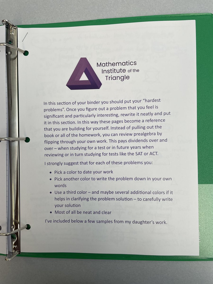 triangleMath's tweet image. T-shirts and organized binders ready to go - we also have #vegan cake for our first big day of classes! #mtbos