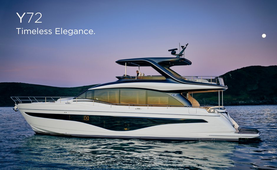 The Y72 combines spacious elegance with advanced technology for an unparalleled cruising experience.
Discover the Y72 at:
Hiswa te Water Lelystad 28th Aug - 1st Sep
Cannes Yachting Festival 10th - 15th Sep
Southampton International Boat Show 13th - 22nd Sep

#princessyachts
