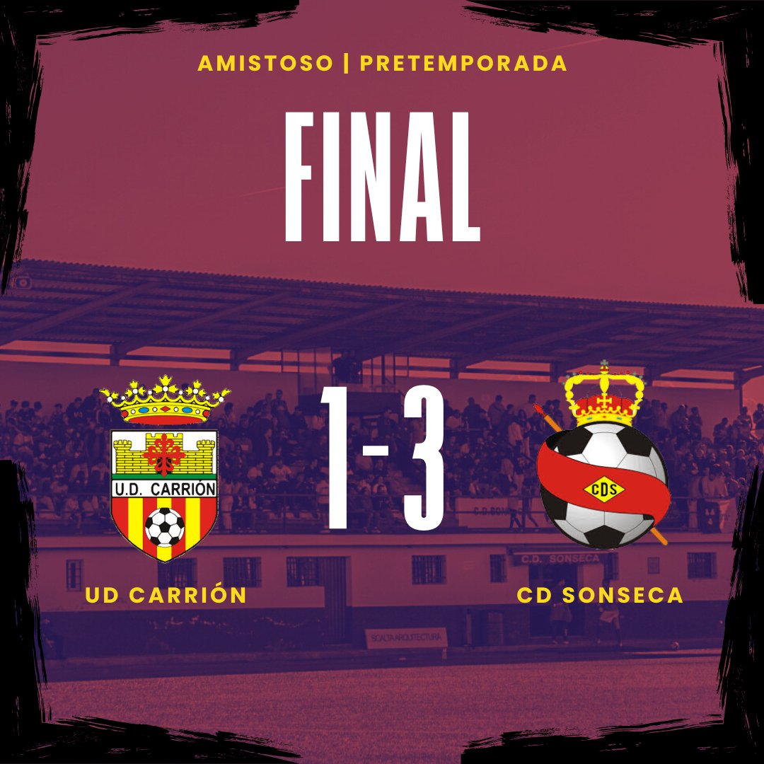 🏁 ꜰɪɴᴀʟ ᴅᴇʟ ᴘᴀʀᴛɪᴅᴏ | 𝐀𝐌𝐈𝐒𝐓𝐎𝐒𝐎

✅️ Segunda victoria consecutiva en pretemporada 

<a href="/udcarrion/">UD CARRIÓN 🔰</a> 1️⃣-3️⃣ #CDSonseca 🔴

⚽️ ⚽️ Carlos Zapero
⚽️ Dani Muñoz

#CDS ❤️