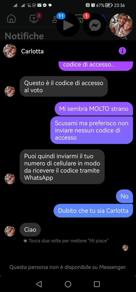 Ritantifa's tweet image. Truffa da un profilo Facebook hackerato, occhio