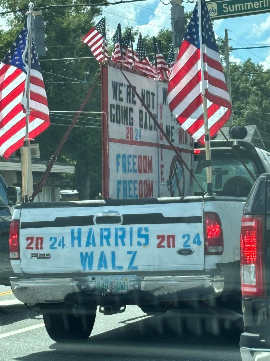 joncoopertweets's tweet image. One thing I love about this election is that Democrats have reclaimed the American flag! This truck was seen in Orlando yesterday, and I’ve got a large flag proudly flying in the front yard of my Orlando home! ♥️🇺🇸💙

Post a pic of YOUR American flag here! 🇺🇸
#HarrisWalz2024 #USA