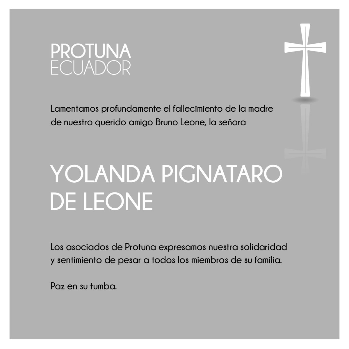 PROTUNA_EC's tweet photo. Sentido pésame @brunoleonep https://t.co/wVjVT1aY46