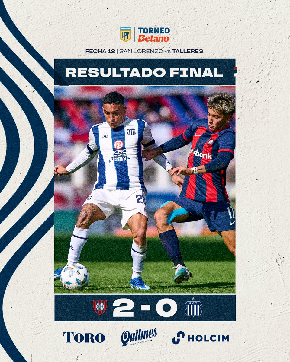 CATalleresdecba's tweet photo. 🏟️ #𝐒𝐚𝐧𝐋𝐨𝐫𝐞𝐧𝐳𝐨𝐓𝐚𝐥𝐥𝐞𝐫𝐞𝐬 - FINAL DEL PARTIDO

#SanLorenzo 2️⃣ - #Talleres 0️⃣

🔵⚪️ #VamosTalleres #TorneoBetano2024🏆 https://t.co/lbA88RKbcR