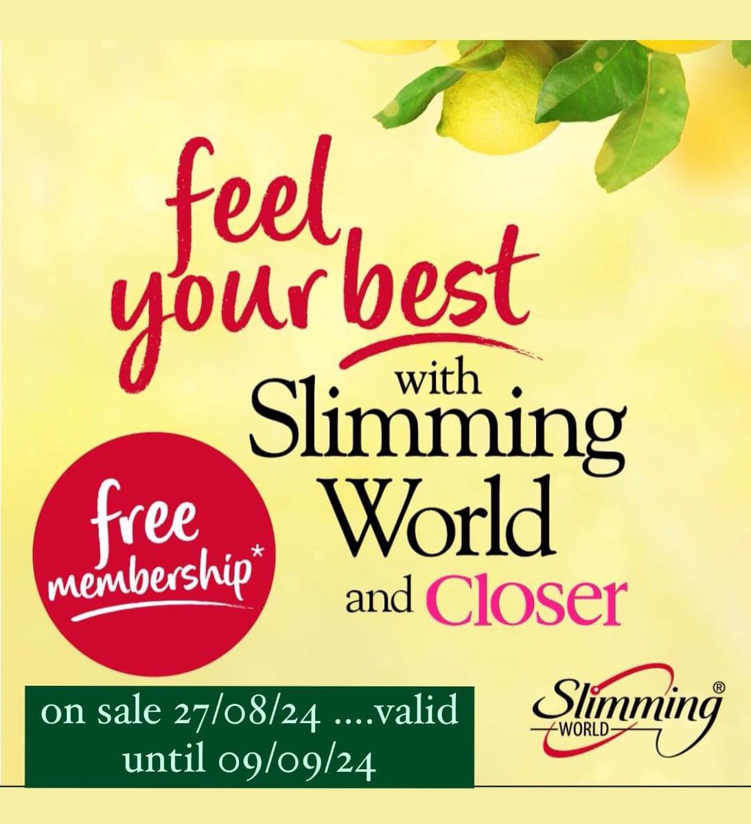 alisoncoast's tweet photo. FREE Membership to feel your Best with Slimming World and Closer Magazine ! You only Pay £5.95 !!

PEMBROKE DOCK 
Pater Hall 
Lewis Street 
Mondays 5.30pm &amp; Tuesday 9.30am 

HAVERFORDWEST Leisure Centre 
St Thomas Green 
Wednesday 5.30pm &amp; Thursday https://t.co/4V03Of15lB https://t.co/9JWhEbckF9