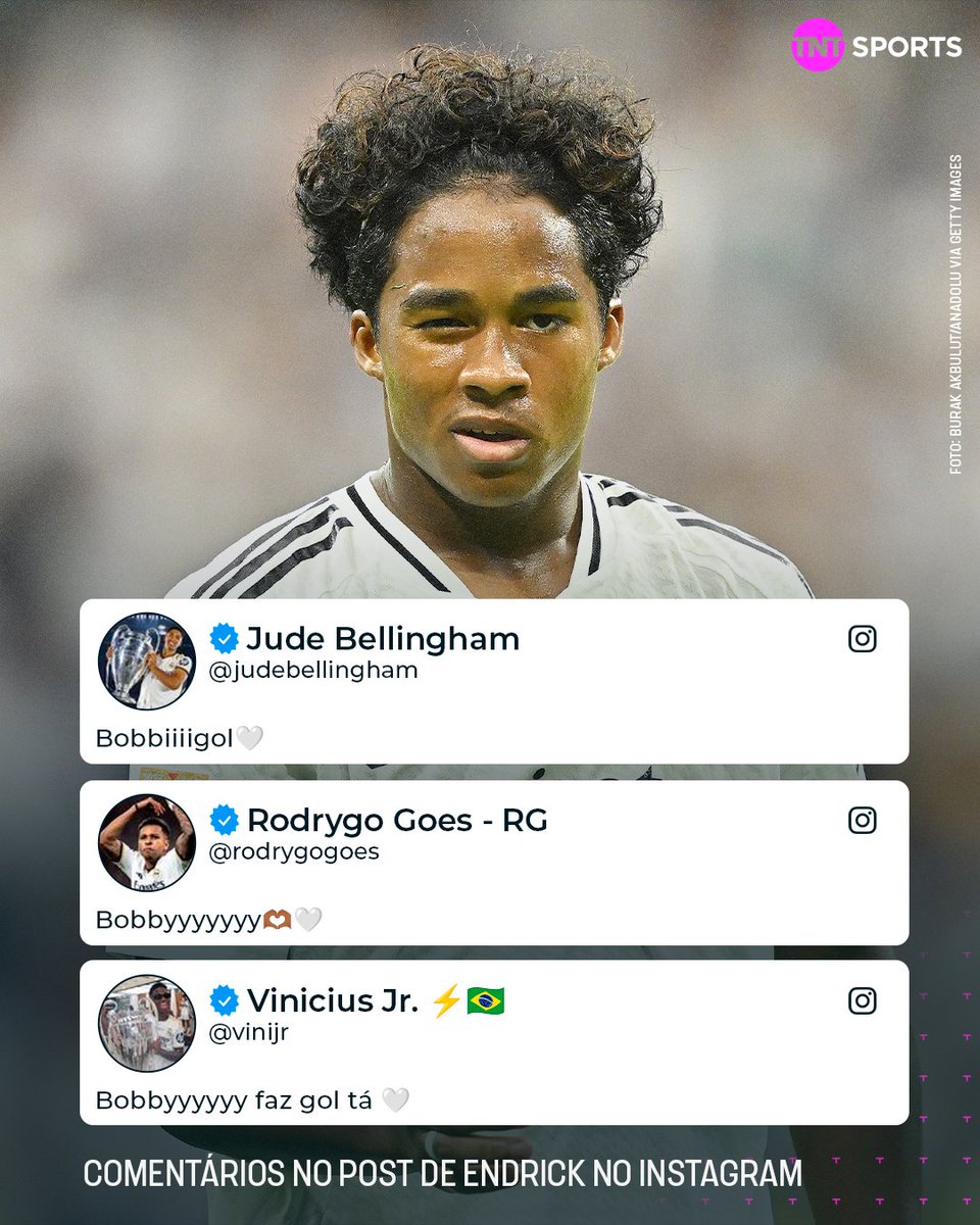 TNTSportsBR's tweet photo. O VESTIÁRIO JÁ ABRAÇOU A PIADA! 😂🤍 Se liga nos comentários de Vini Jr, Rodrygo e Bellingham na publicação do Endrick após o jogo! https://t.co/SrihDW83lg
