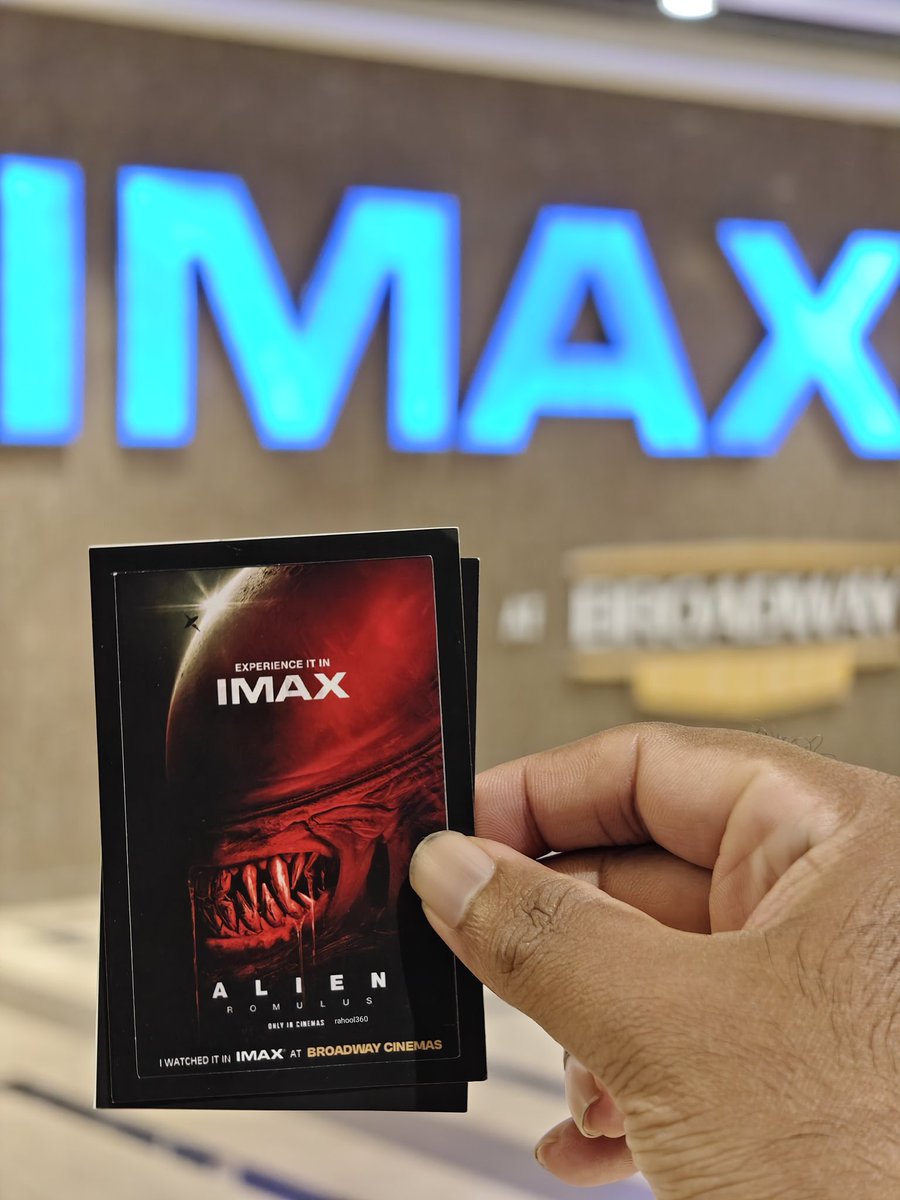 rahool360's tweet photo. #AlienRomulus was such an incredible experience in IMAX. Travelled with my friend to @CinemasBroadway since it is the only #IMAX in South India with 4k Laser+ 12 channel Sound. This is the best 12 channel experience I ever had. The way side wall speakers and ceiling speakers hit, it never have worked so hard. Absolutely loved the experience.  Gorgeous visuals with full running time 1.90 Expanded AR + 12 channel combo, it is such a masterstroke...