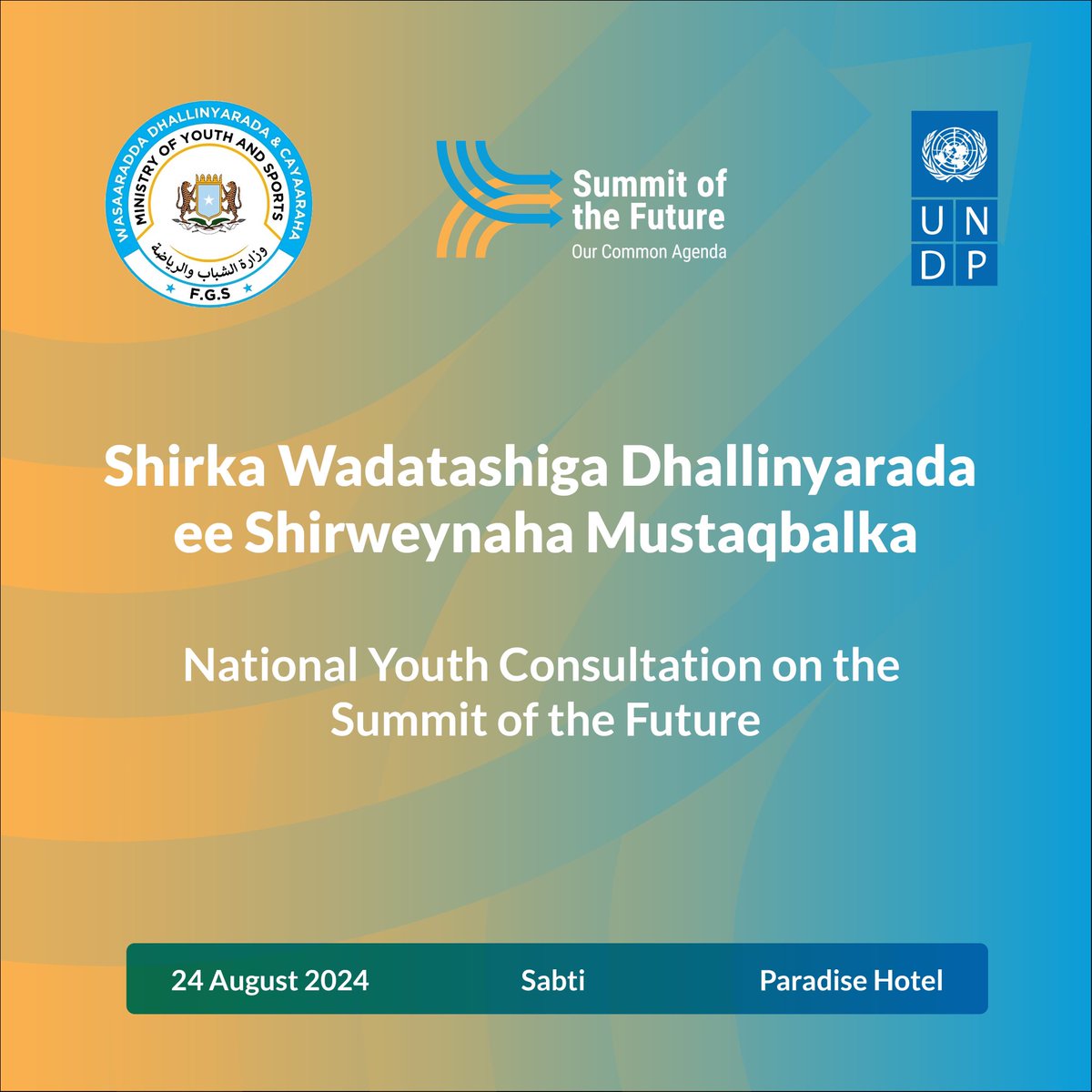 SOMALIAYOUTHHUB's tweet photo. The National Youth Consultation on the Summit of the Future, led by @MoYS_Somalia &amp; @SomaliaYouthHub with @UNDPSom has shaped a draft Youth Declaration, amplifying voices across the nation. #SomaliaYouth #SummitOfTheFuture https://t.co/jMts8CZAtQ