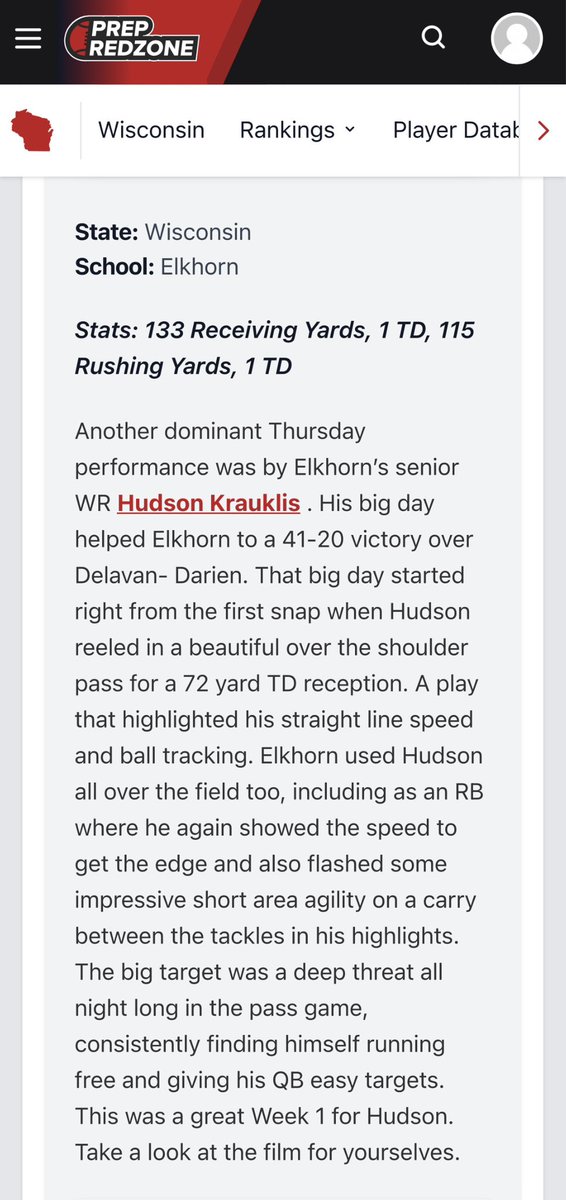 Hudson Krauklis (@hudsonkrauklis7) on Twitter photo Thank you <a href="/MJ_NFLDraft/">Mark Johnson</a> for the week 1 write up. Super excited to show off what I can do this season! Thank you <a href="/MJ_NFLDraft/">Mark Johnson</a> for the week 1 write up. Super excited to show off what I can do this season!