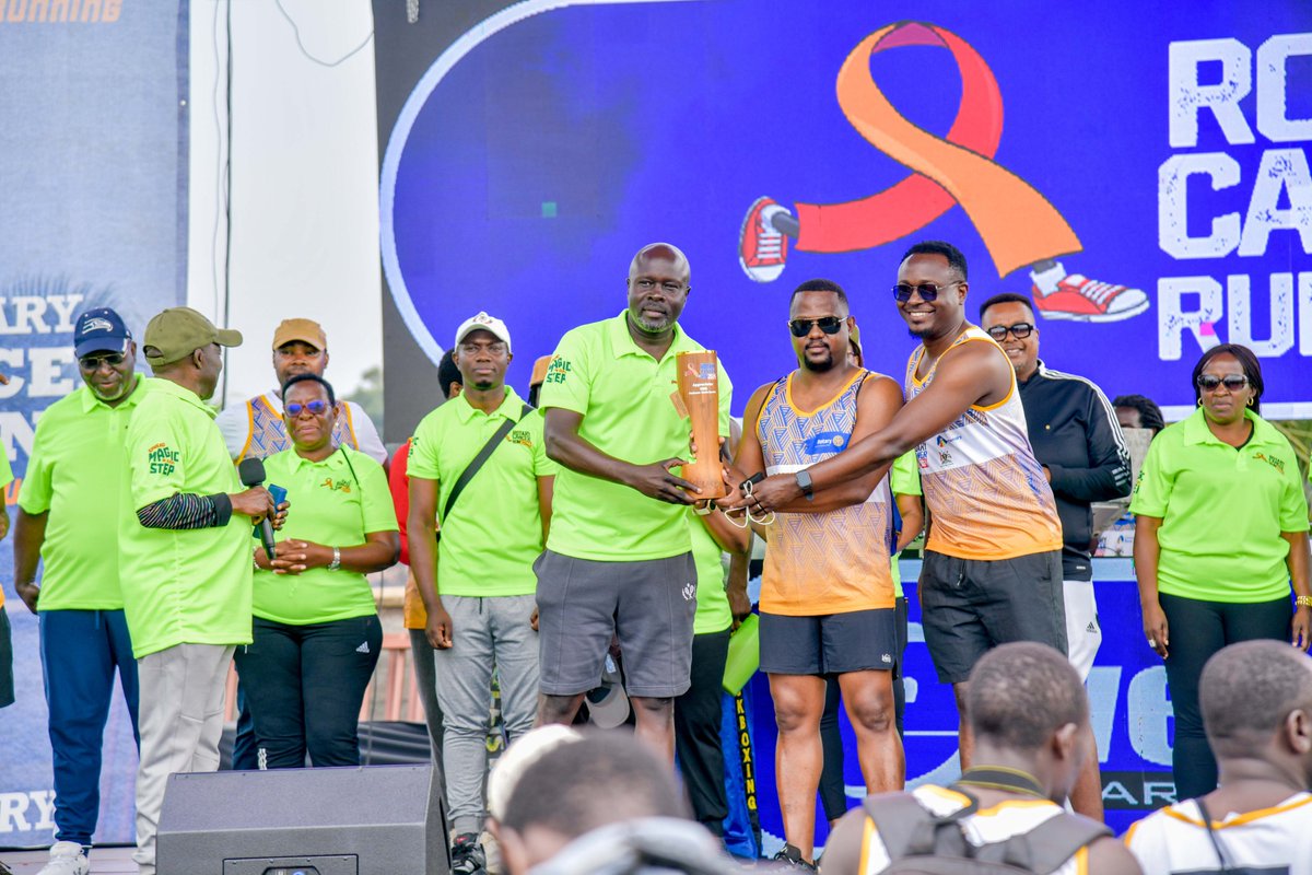 UgRotaryCancerP's tweet photo. The @Rotaryd9213 District Governor Nominee Gerald Obai officiated the recognition of @NBSportUg as a partner of the #RotaryCancerRun24 on behalf of the organizing committee at UMA Lugogo parking grounds. #SpreadMagicInEveryStep https://t.co/jjONOjGPZ7