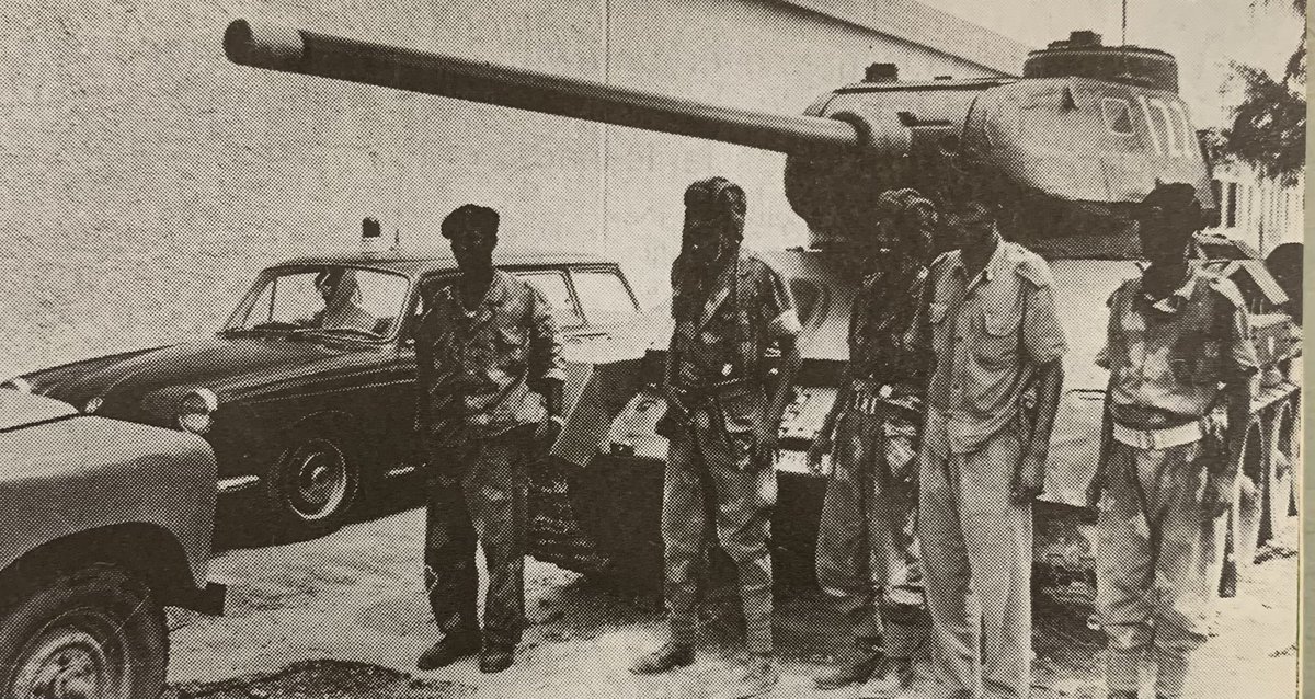 walaalwhoops's tweet image. Men of a Somali National Army tank crew posing in front of their T-34/85 [1977]