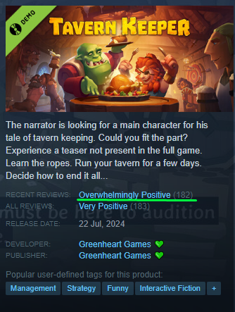 Greenheart Games 💚 | Tavern Keeper 🍻 OUT NOW! tweet media