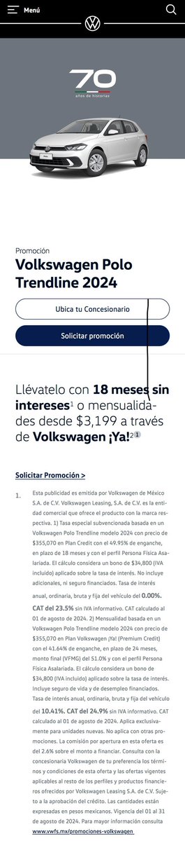 botisnix's tweet photo. @Volkswagen_MX estoy en una de sus concesionarias, y me dicen que las promociones de su página están mal. Que sus configuradores solo tienen plazo de 24 meses. Y no me pueden aplicar la promoción que anuncian a 18 meses sin intereses. Que lo vea con @Profeco https://t.co/6va52druyO