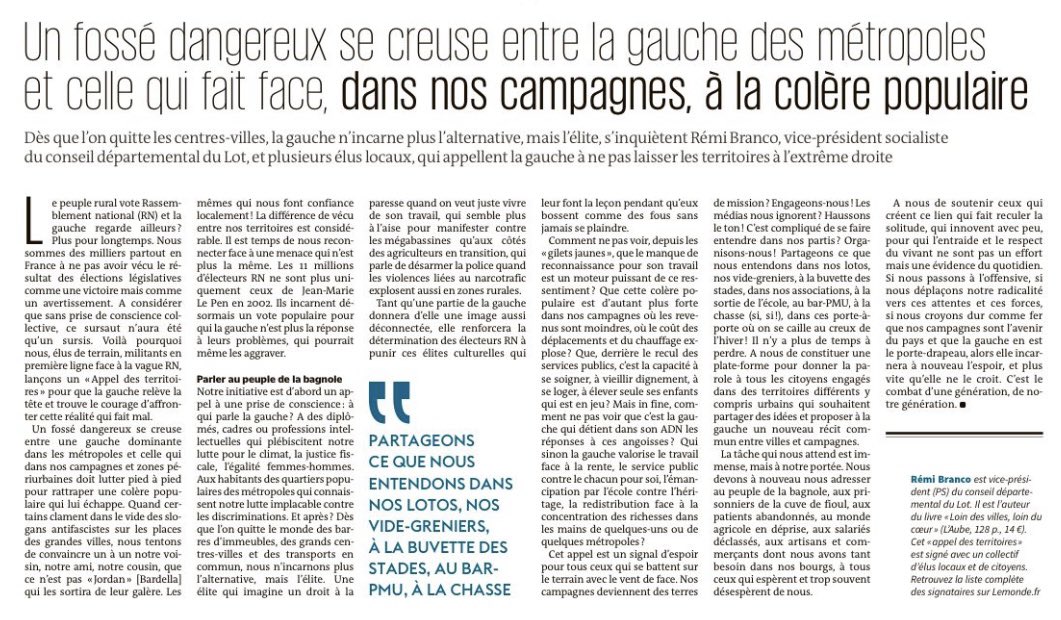 ✅ Nous sommes deja +500 issus de +70 départements à avoir signé cette tribune! 

C’est en unissant nos forces, en partageant nos vécus et idées entre ruraux et urbains qu’on fera bouger les choses! 

📢Une plateforme va être créée. Toutes les bonnes volontés sont les bienvenues!