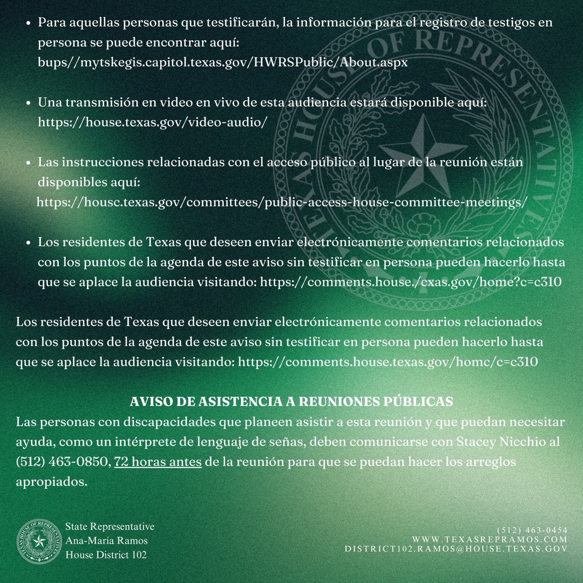 Ramos4Texas's tweet image. Esta semana regresaré a Austin para una audiencia del Comité de Servicios Humanos. 

Vuelve aquí el día de la audiencia para el enlace al livestream. #TXLege #HumanServices #CommitteeHearing #LiveStream #TexasPolitics