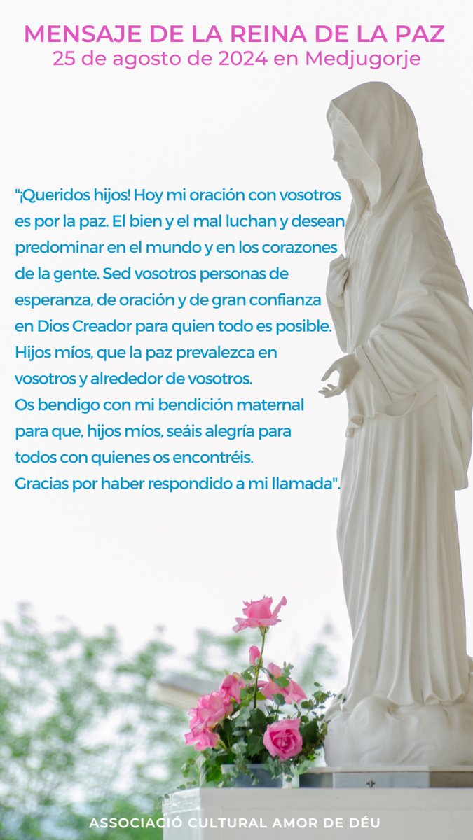 Mensaje del 25 de agosto de 2024 en  Medjugorje ♥️