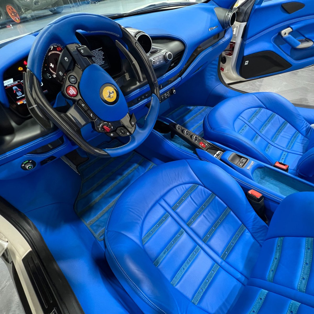 duPontREGISTRY's tweet photo. 2021 Ferrari F8 Spider 💙 

This example is fitted with a 1016 Industries Carbon Body Kit, Custom Forgiato Wheels, a Satin Mist Pearl exterior, &amp; a Nipsey Blue interior

Now available on #dupontregistry https://t.co/rRM3JTELhs