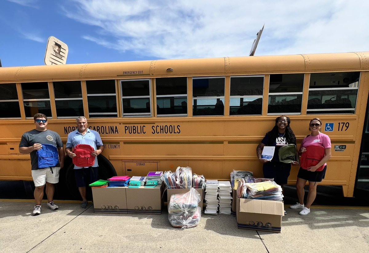Another successful <a href="/BeaufortCoSchNC/">Beaufort County Schools</a> Stuff the Bus 🚌 . Thank you to our community and awesome educators who continue to advocate and support our students in Beaufort County. A huge thank you to <a href="/Bam1of1/">13am Adebayo</a>  for supporting our students with all of the back packs full of school