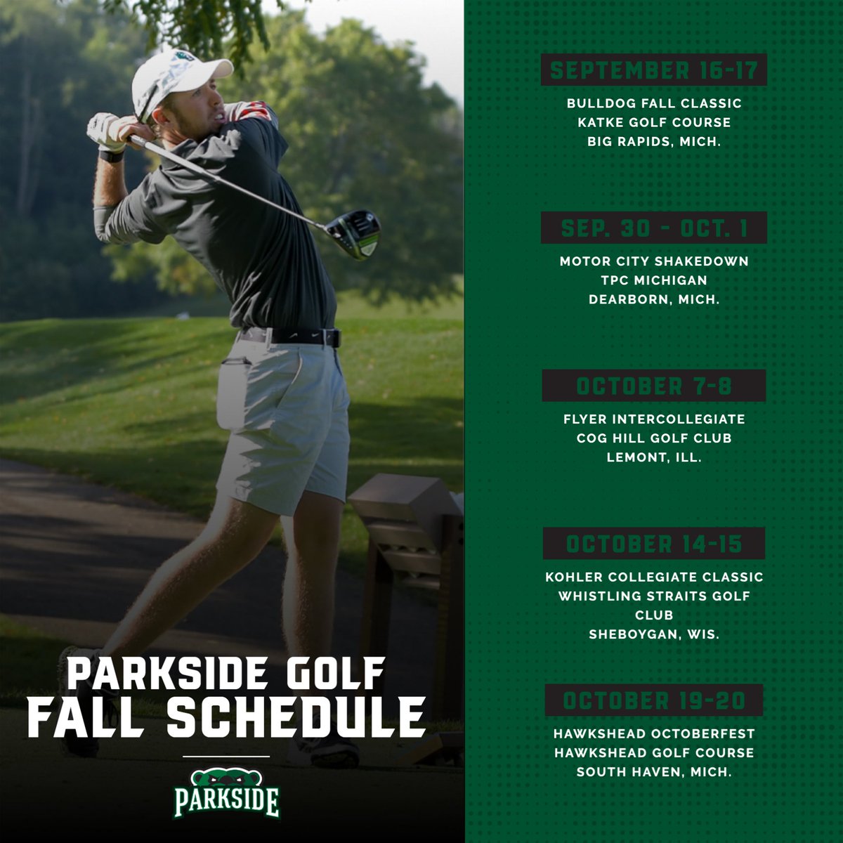 Ready to get back in competition! Check out where our men’s team plays this fall 🗓️🐻🏌🏻‍♂️ #defendtheden #rangerimpact