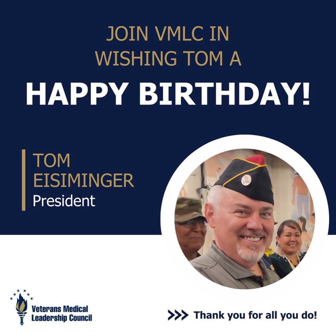 VMLCaz's tweet image. The VMLC wants to wish your President and friend, @tomeisiminger a very happy birthday! 🎂