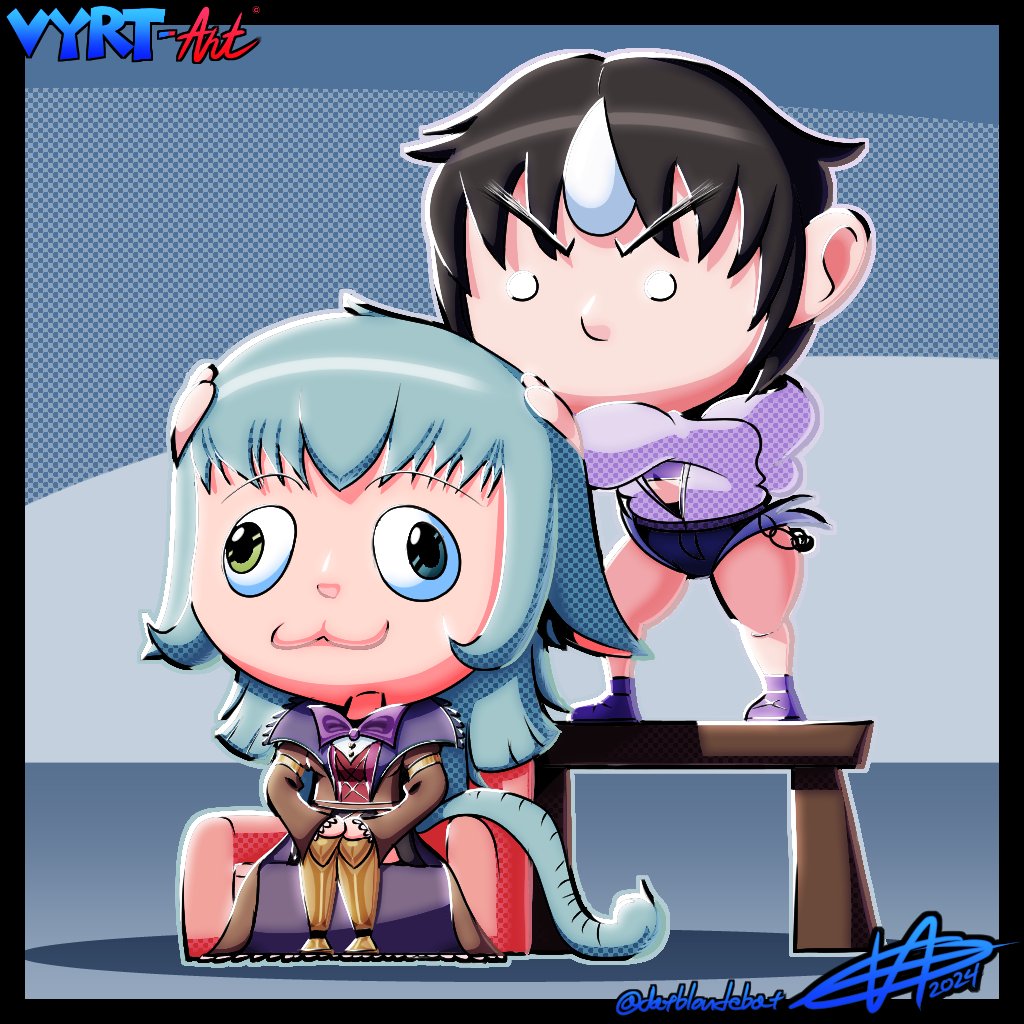 datblondebat's tweet photo. Commission for @SinsationalNSFW and their friend Astrew! (8/23/2024) #commission #cartoonart #vyrt_art #chibi https://t.co/DRp8uhspfs