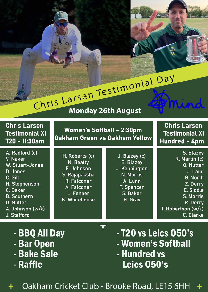 OakhamCricket's tweet photo. Looking forward to a great day tomorrow and delighted to be hosting Leicestershire Over 50's again in memory of a club legend. Please do come down and show your support and get involved in any of the many things going on around the ground! https://t.co/HMWIHR7qmM