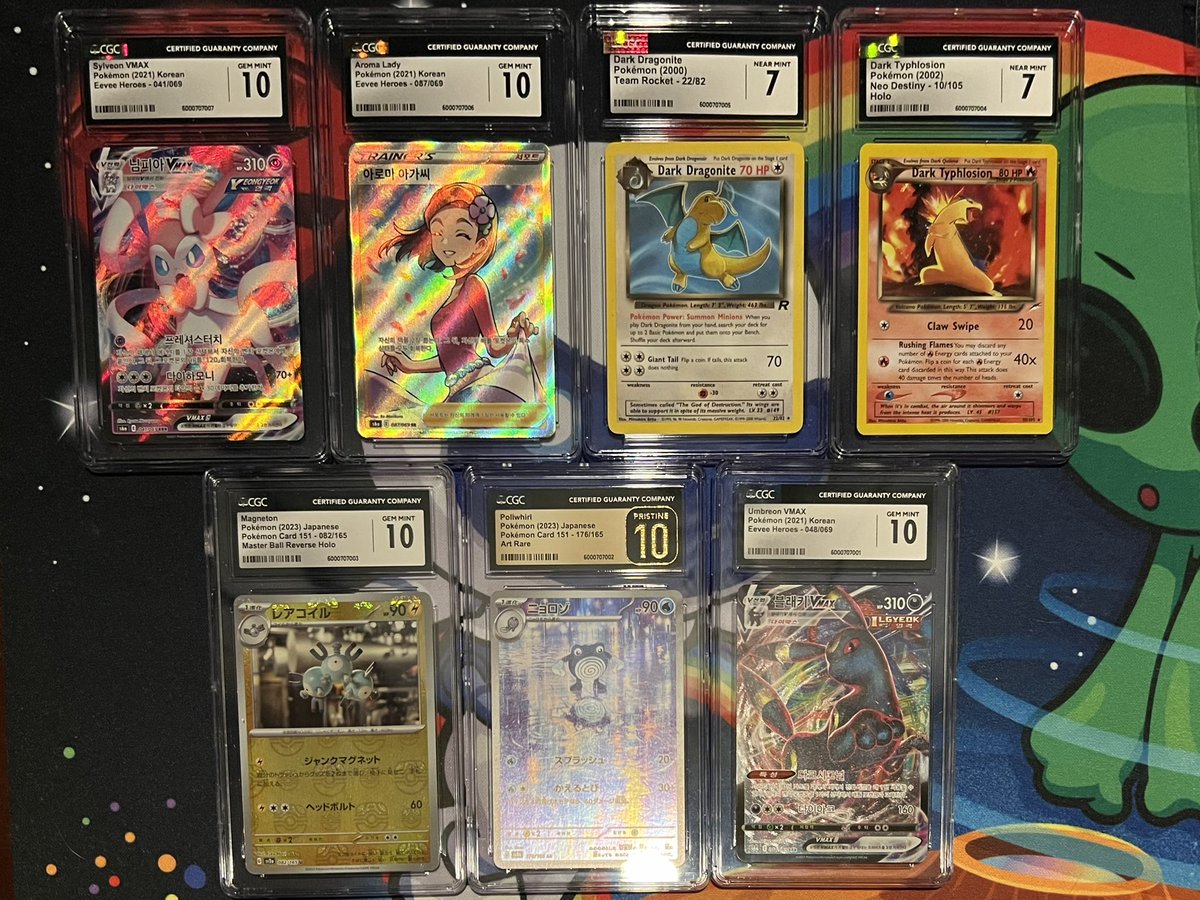 sebas_secrest's tweet image. Some Pokémon I got graded with @CGCCards recently 🙂 #sylveon #umbreon #masterball