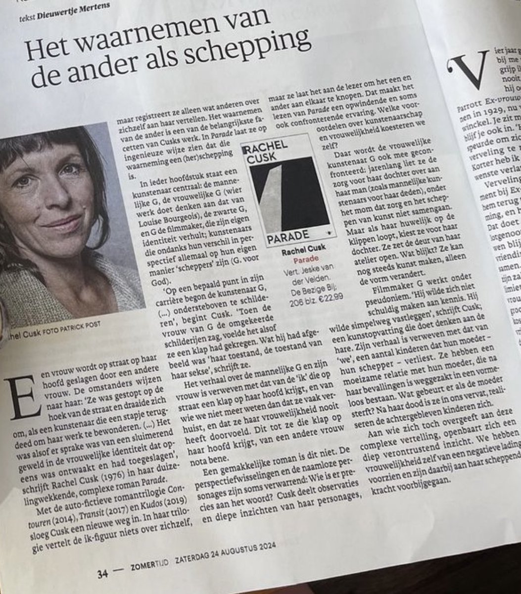 blaisetolky's tweet photo. Schrijver #DieuwertjeMertens over #RachelCusk in #Trouw👇
#deAnder https://t.co/G8KHOp6iam