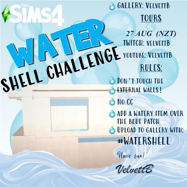 VelvettBYT's tweet photo. Hey everyone, just a reminder that I will be touring the #WaterShell challenge entries tomorrow - 9am NZT / 10pm BST (26th August).
Can't wait to see all the amazing builds! https://t.co/pnJcp7Nhkx