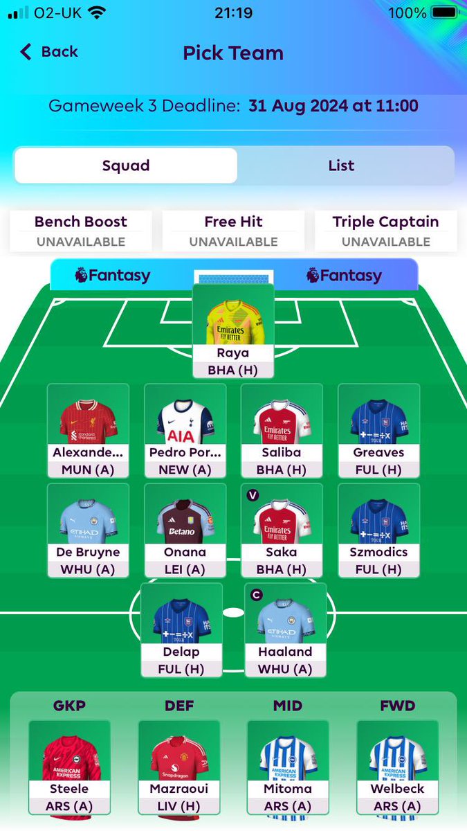 GillBostock's tweet photo. @FPLMeerkat What do you think? I’m always at the bottom of our mini league &amp; would just like to be one position up! 🤦‍♀️ Used the wild card &amp; completely changed my team! https://t.co/TehrAUxfhy