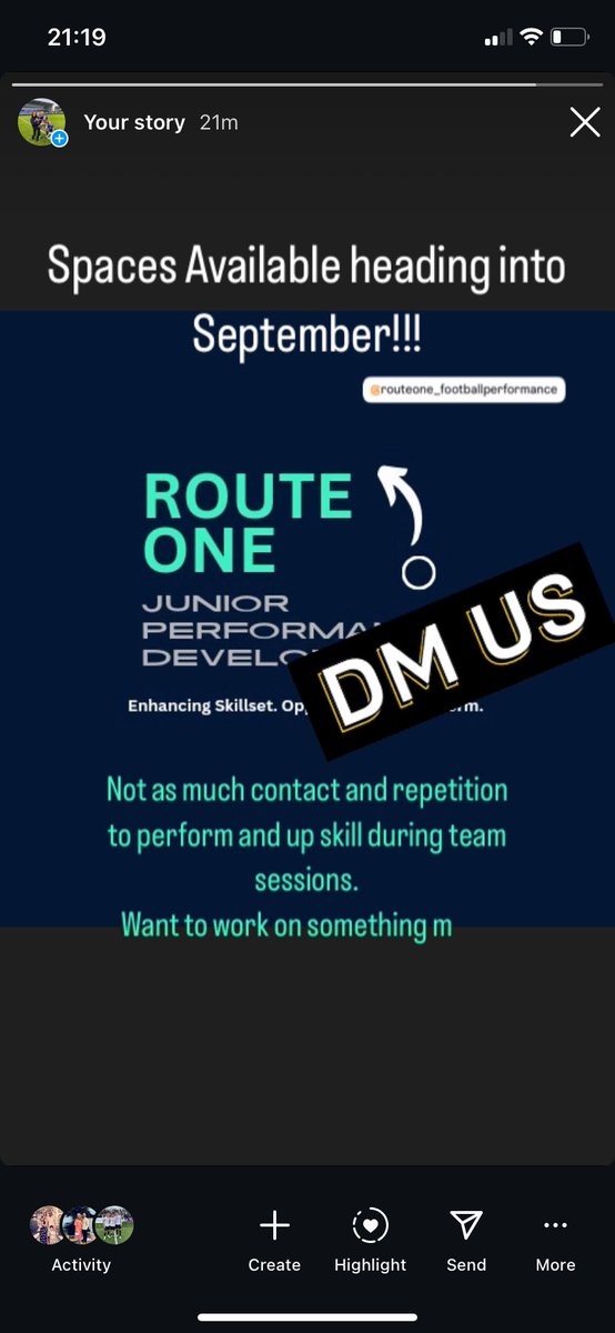 >>>Spaces Available heading into September!! <<<

Check out Route One Junior Performance Development on Instagram!!! Get in touch and to book your space!! ⤵️⤵️⤵️