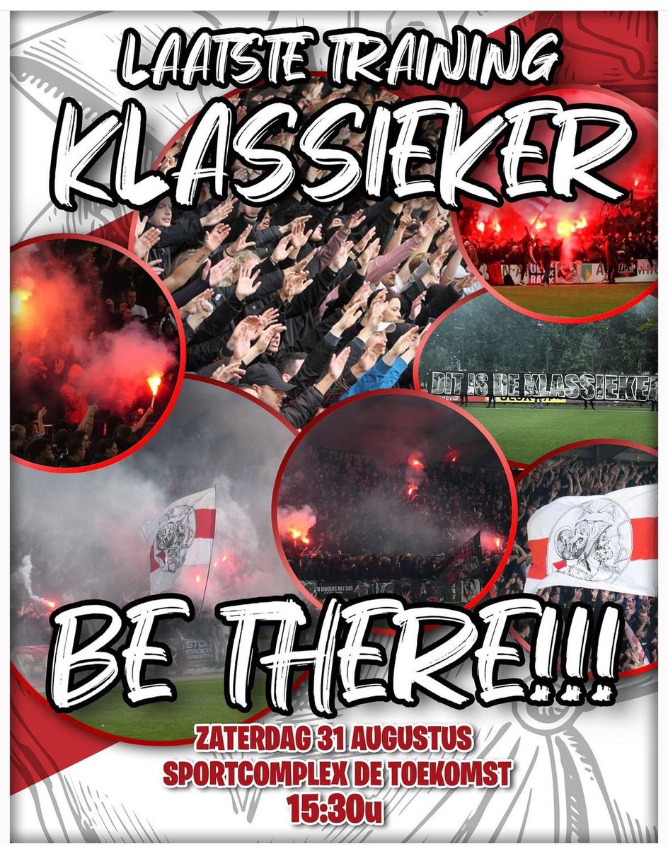 ajaxmuseumNL's tweet photo. Zaterdag 31 augustus 15:30 uur. Laatste training KLASSIEKER
#ajax #feyaja #deklassieker #010AJA https://t.co/WL3tLNU7LK