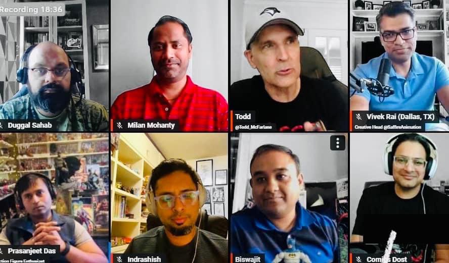 NriStudios's tweet photo. Keep dreaming, keep believing, and let your dreams become reality. That was the exact vibe with our friends when the legendary Todd McFarlane @Todd_McFarlane joined us. Stay tuned for more on the NRI Podcast Studio, coming soon! https://t.co/0msaverBe9