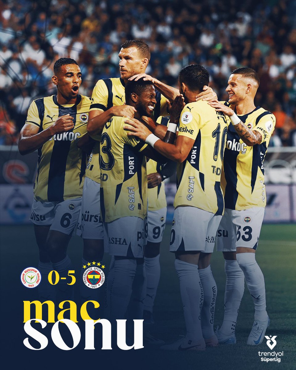 Fenerbahce's tweet photo. Rize'de 3 puanı 5 golle alıyoruz! 💪

#RİZvFB https://t.co/lQD6S2GqY8