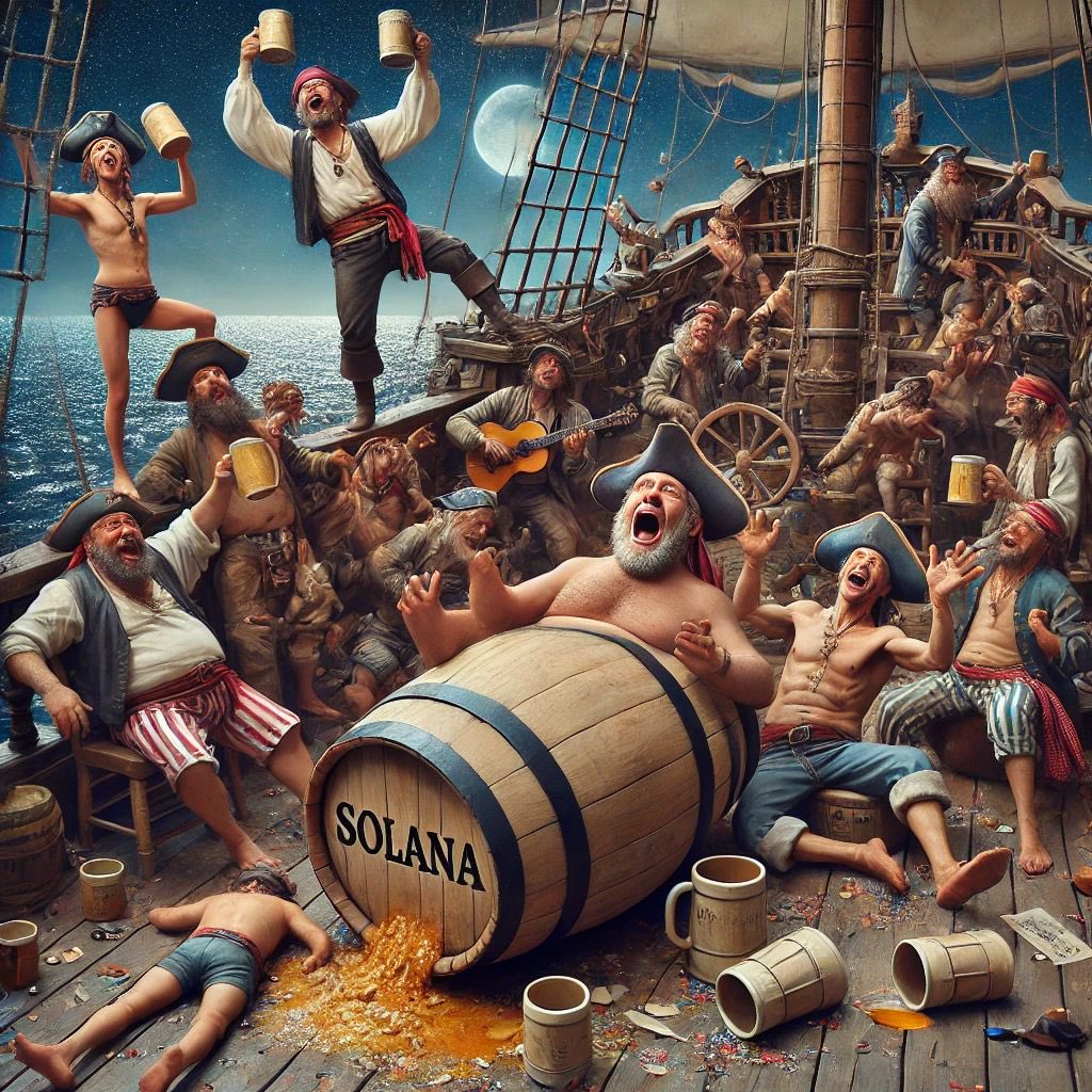 When your NFT portfolio moons and you throw a pirate party on the blockchain! Cheers to Solana for the smooth sailing!