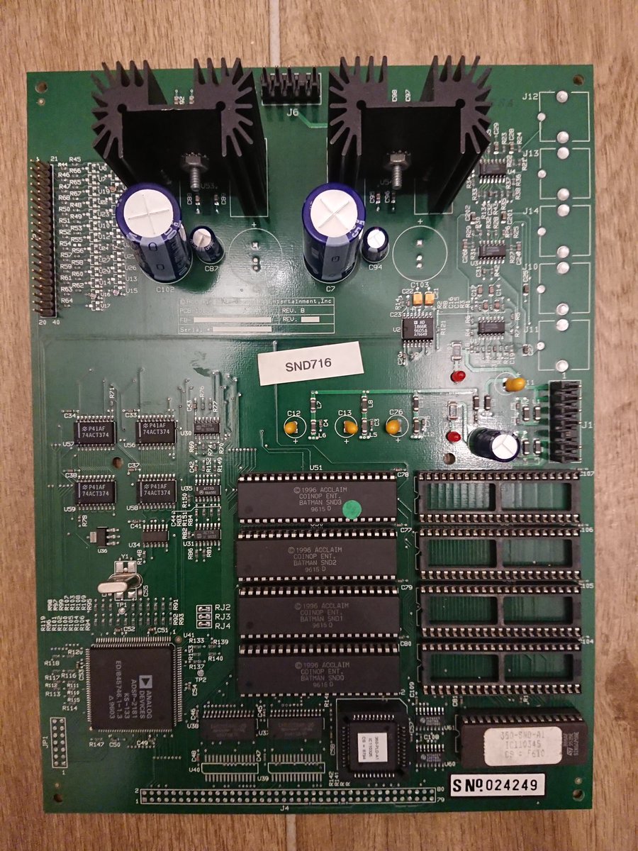 Batman Forever STV cart and Sound board. The controls are hooked up really strange on Jamma standard.
Push button 1 is not used, only B2,B3 and B4 are used but with a bad combination