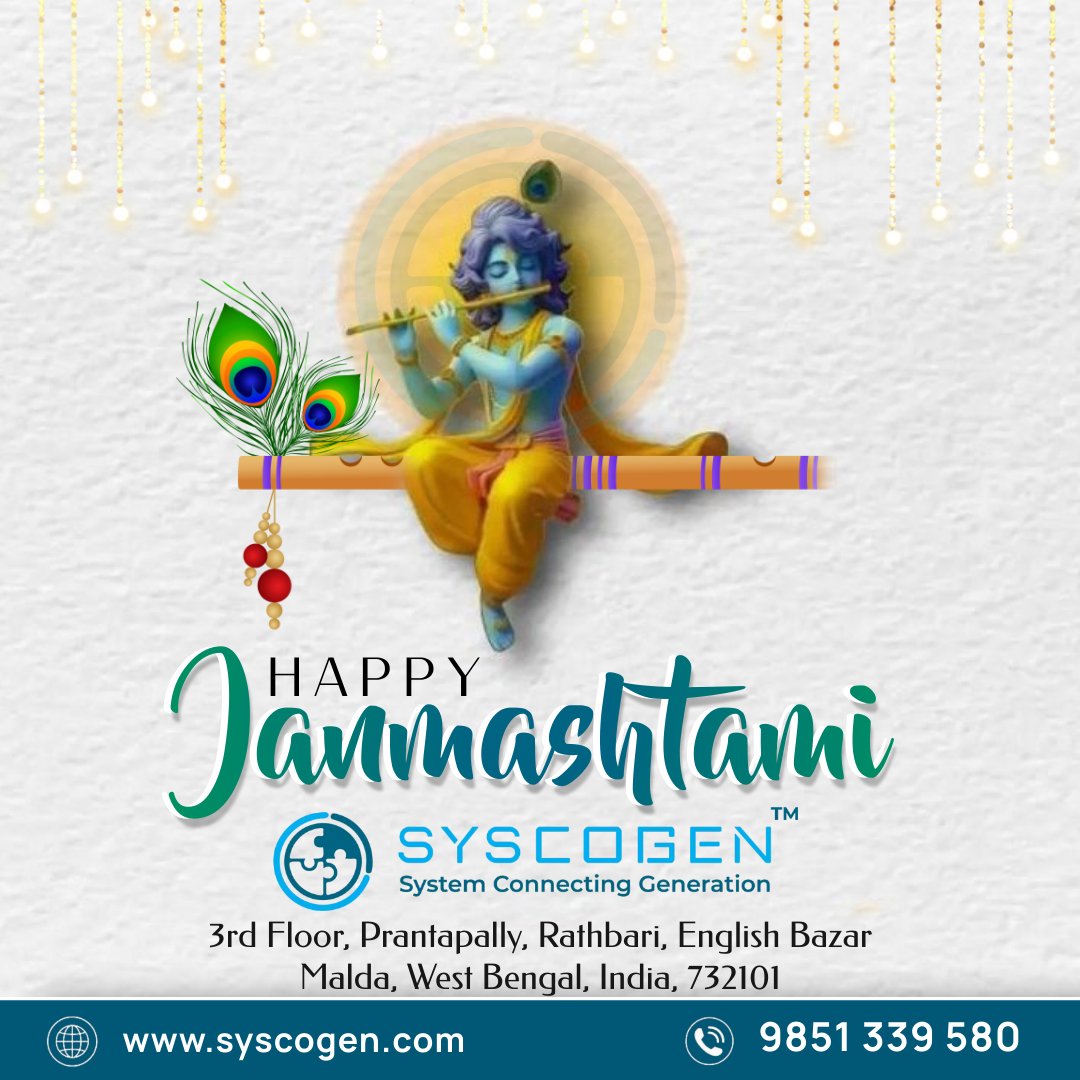 syscogen's tweet image. 🌸🙏 Happy Janmashtami! 🙏🌸
On this auspicious day, we celebrate the birth of Lord Krishna, who symbolizes love, wisdom, &amp;amp; protection. As we pray for peace and prosperity, let&apos;s also extend our prayers for the safety &amp;amp; empowerment of women everywhere.
#HappyJanmashtami #Syscogen