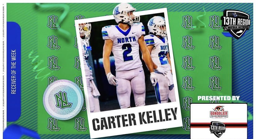 Carter Kelley (@carterkelley_) on Twitter photo Week 1: 13th region wide receiver of the week.
<a href="/NLJAGSFOOTBALL/">North Laurel Jaguars Football</a> <a href="/BoysGirls13th/">13thRegionMediaNetwork</a> <a href="/brandenburg735/">Ryan Brandenburg</a> <a href="/CoachNelsonNL/">Steven Nelson</a> <a href="/BrianOliverNL/">Brian Oliver</a> <a href="/CoachGriffith/">Jeff Griffith</a> <a href="/_evanduke/">Evan Duke</a> <a href="/CoachDerekDay/">Derek Day</a> Week 1: 13th region wide receiver of the week.
<a href="/NLJAGSFOOTBALL/">North Laurel Jaguars Football</a> <a href="/BoysGirls13th/">13thRegionMediaNetwork</a> <a href="/brandenburg735/">Ryan Brandenburg</a> <a href="/CoachNelsonNL/">Steven Nelson</a> <a href="/BrianOliverNL/">Brian Oliver</a> <a href="/CoachGriffith/">Jeff Griffith</a> <a href="/_evanduke/">Evan Duke</a> <a href="/CoachDerekDay/">Derek Day</a>