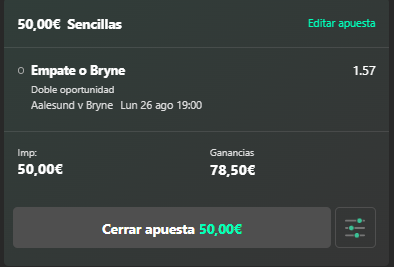 MagoDelGol's tweet photo. 🚨Error de cuota detectado en Noruega 🇳🇴!
⚽️ Aalesund vs Bryne
🔥 Empate o Bryne
📈 Cuota actual: 1,57| Valor real incrementado: 20%
💰 Recomendación de Stake: 1
#OverGoals #FreeBet #ApuestaGratuita #ApuestaDeportiva. https://t.co/uHGHdIUeGF