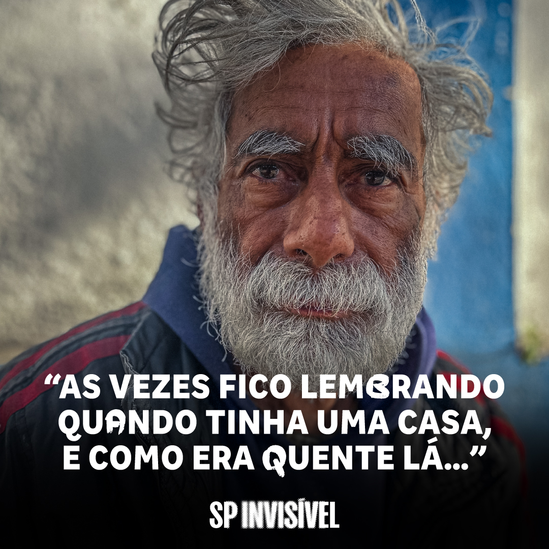 “As vezes fico lembrando quando tinha uma casa, e como era quente lá.”

Antonio, em situação de rua, 72 anos.
Região: Lapa

Comente e saiba como doar
ou doe pelo PIX
doe@spinvisivel.org

_

#populacaoderua #ong #inverno