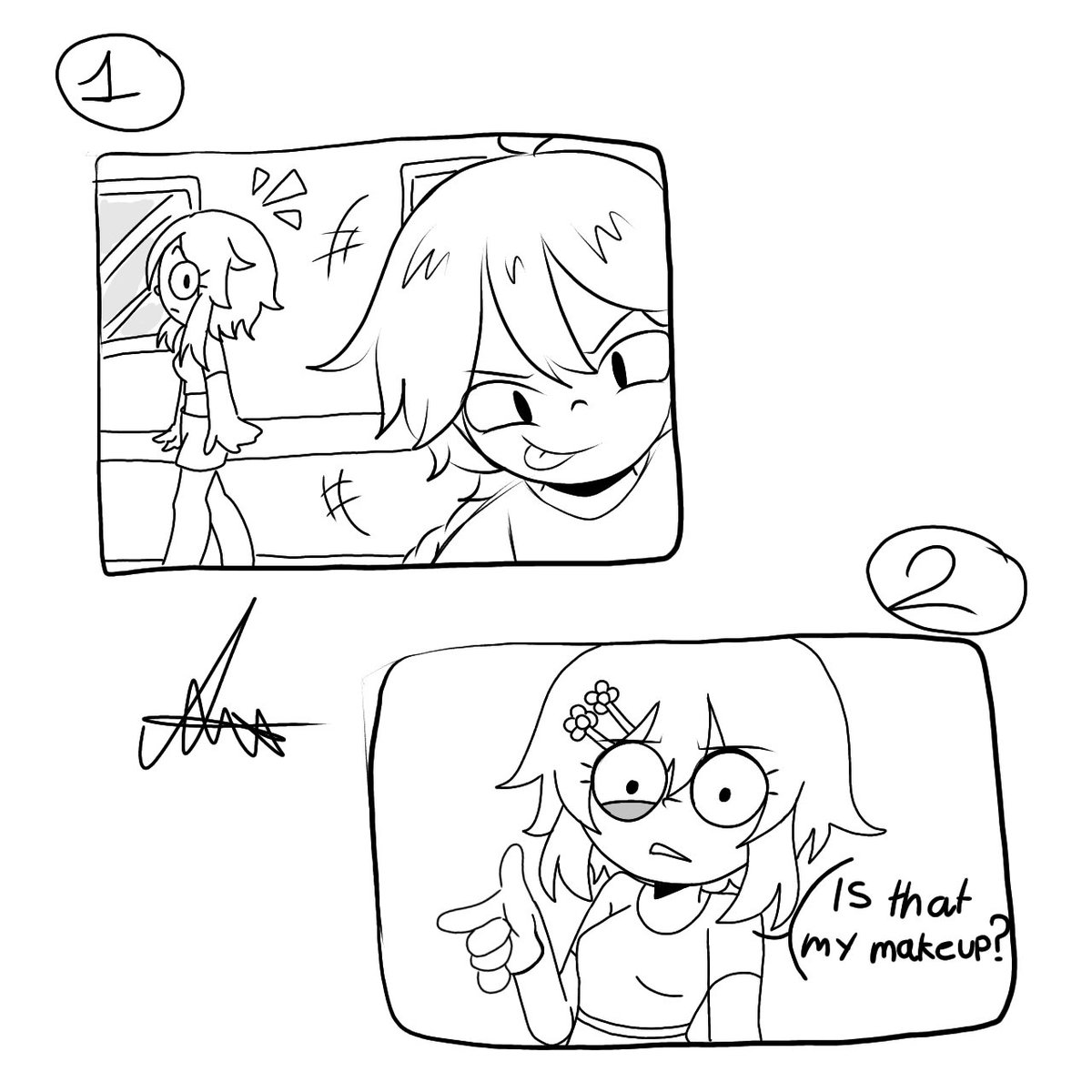 SMR12308280547's tweet image. #aether_week2024
Day 7: Makeup! 💄
Paimon ask Aether if he could make her cuter.