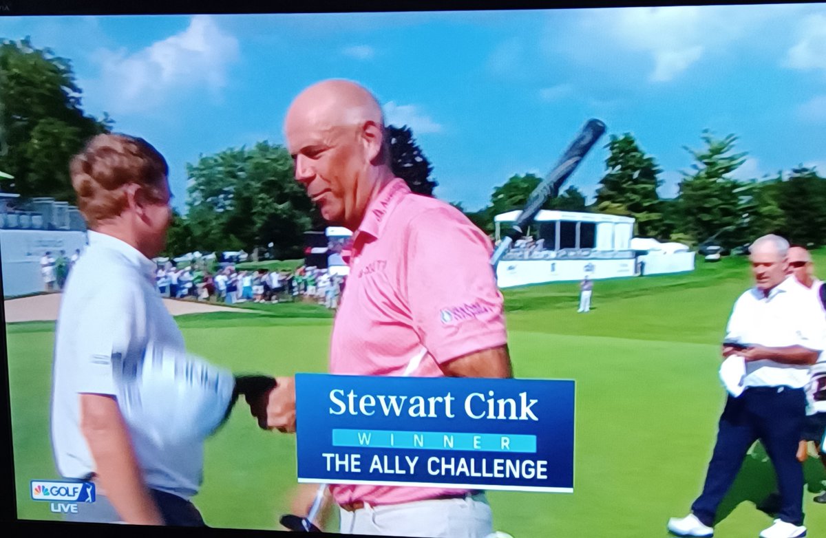 parkerandtheman's tweet photo. Give it up to Stew Cink! Four shot victory at Warwick Hills off Saginaw Street in Grand Blanc MI. Breaks thru on the senior #PGAChampions tour. Goes 67-66-66 for a 199 total. Plus, I bet he had a few of those famed Warwick turkey wraps. Cink played old #BuickOpen a few times https://t.co/MWGAxVUajt
