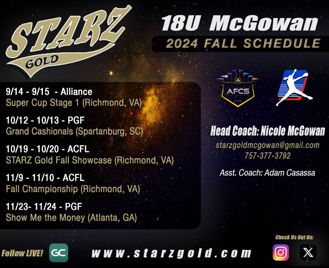 New season, new teammates, new friendships, same desire to compete &amp; get better! Fall schedule is set! 
⭐️⭐️⭐️⭐️⭐️⭐️⭐️⭐️⭐️⭐️⭐️
Good luck to our players that start competition this week with their fall school sport!