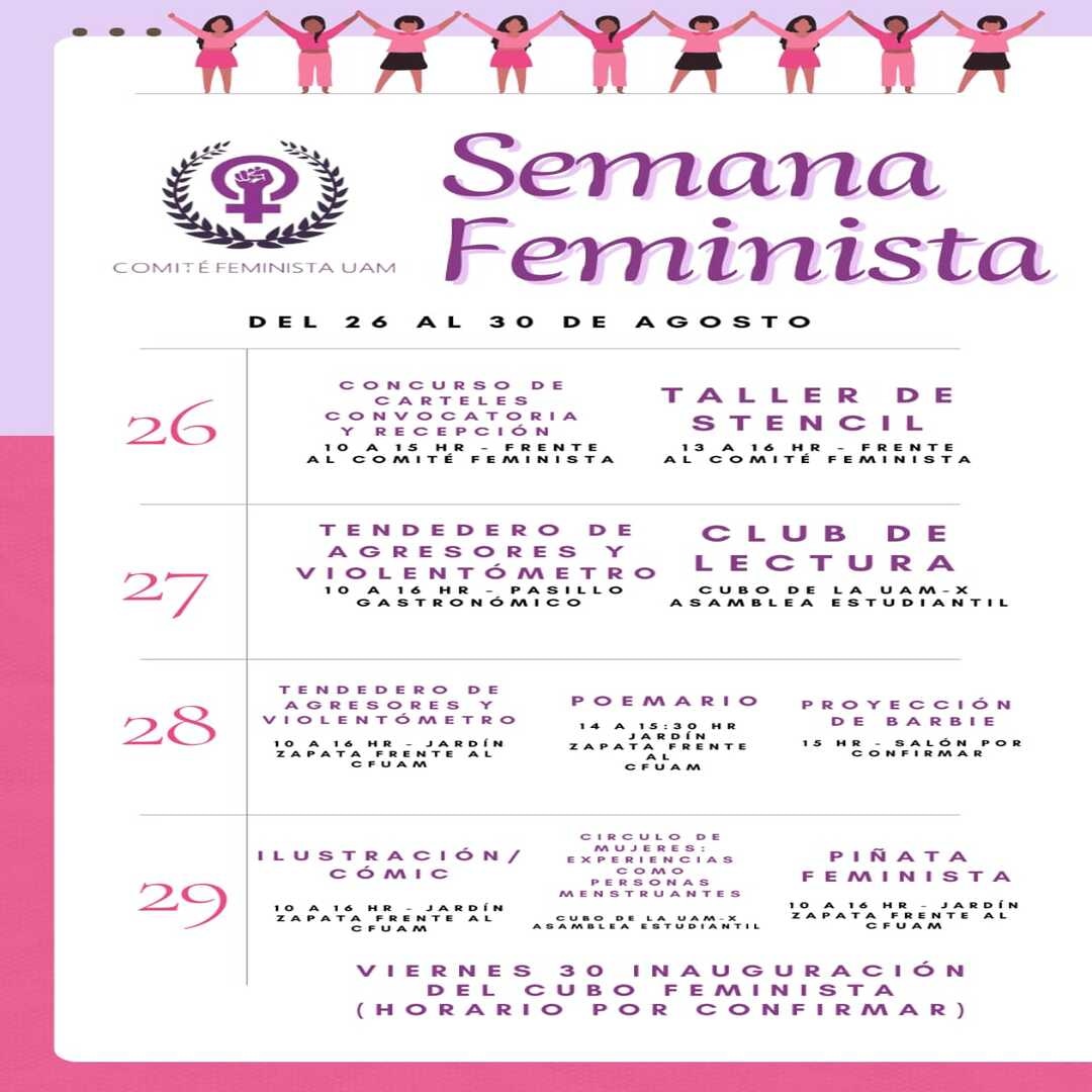 Conozcan el cartel general de la SEMANA FEMINISTA que hemos preparado en la <a href="/uamxoficial/">UAM Xochimilco</a> para ustedes 💜

¡Sean bienvenidas a todas las actividades!
#uam #cfuam #feminismo #uamfeminista #semanafeminista