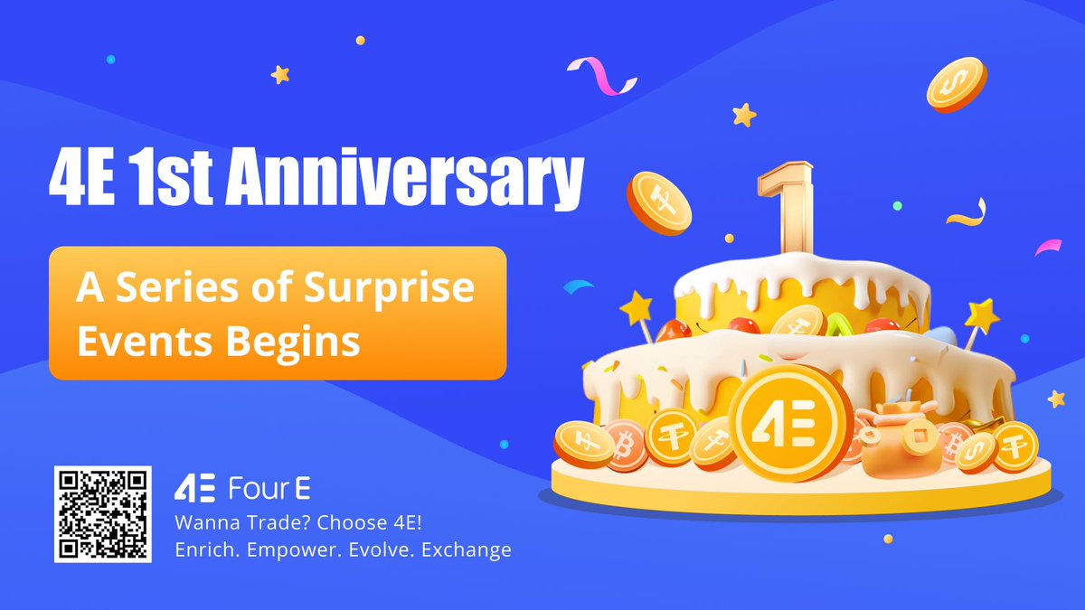 4E_Global's tweet photo. 🎂 4E 1st Anniversary Celebration 🎂

Join us in celebrating #4E's 1st anniversary! 🥂
Are you ready for a series of exciting surprises? 🎉

✅ Leave your wishes in the comments, tag 3 friends, and use #4ETurns1

🪙 11 lucky winners will each receive 11 USDT!

⏰ 48H https://t.co/LgDfmlMIr2