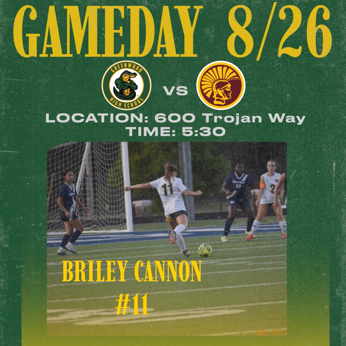 Come out and Support  Lady Gators Soccer Team 
Monday 8/26 
JV 5:30pm
Varsity 7pm 
See you guys there 
Let’s go Gators
