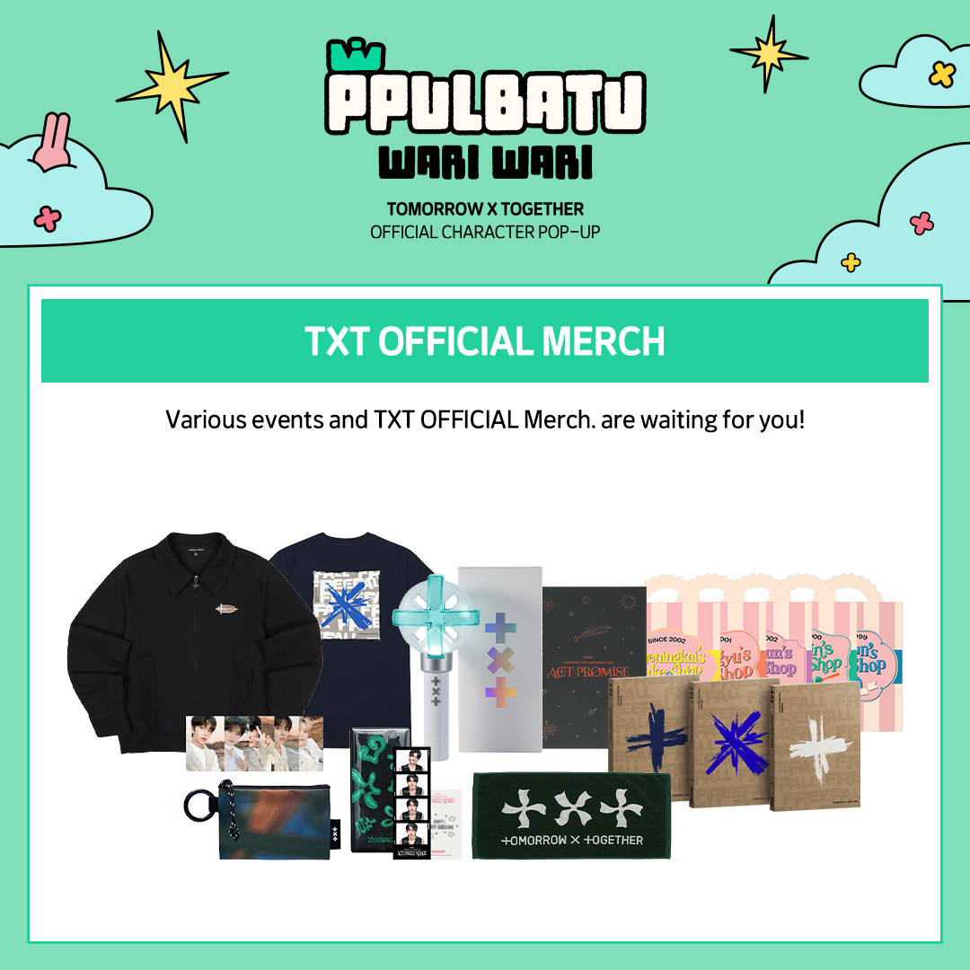 KPOPMERCH_POPUP's tweet photo. <PPULBATU WARI WARI> TOMORROW X TOGETHER Official Character POP-UP in LA

📢MERCH LIST

📅2024. 08. 30 - 10. 13
⏰11:00 - 20:00 (PDT)
📍7620 MELROSE AVE

Not only BRAND NEW PPULBATU WARI WARI Merch, but also various TOMORROW X TOGETHER OFFICIAL Merch are waiting for you!
Also don’t miss out the limited Merch available only at global pop-ups😉

*The purchase limits may be imposed depending on the situation on site.

#PPULBATU #TXT_PPULBATU
#PPULBATU_POPUP #PPULBATU_WARIWARI
#투모로우바이투게더 #TOMORROW_X_TOGETHER #TXT