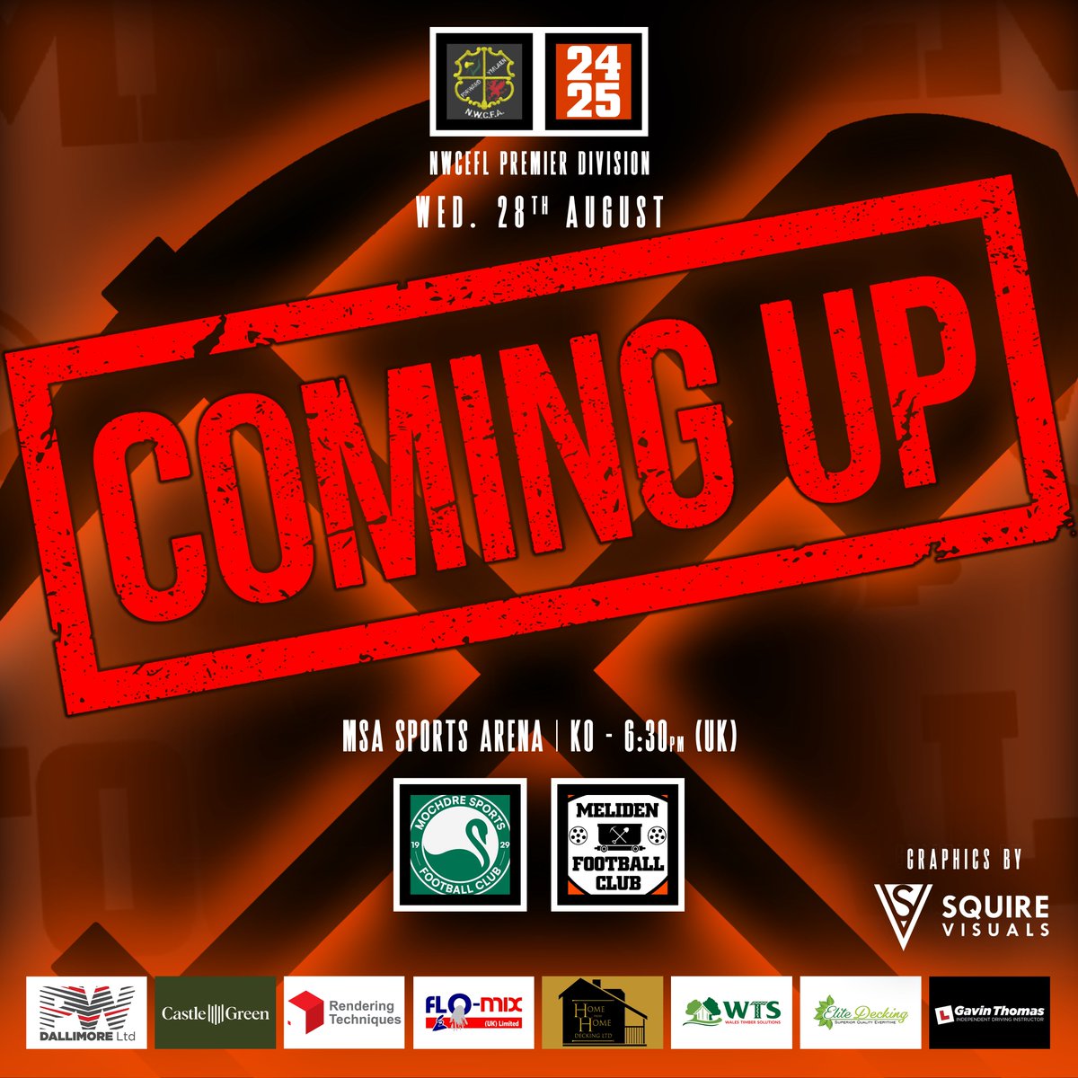 🟠 𝐂𝐎𝐌𝐈𝐍𝐆 𝐔𝐏! ⚫️

We crack on!

🆚 <a href="/MochdreSports/">Mochdre Sports FC</a> 
🏆 NWCEFL Premier Division
🕑 KO - 6:30pm BST
📅 28th August 2024
📍 MSA Sports Arena, Mochdre, LL28 5HB

Graphics by <a href="/Squire95/">Squire95 🏴󠁧󠁢󠁷󠁬󠁳󠁿 | Content Creator </a> | <a href="/SquireVisuals/">Squire Visuals</a>

#UpTheMiners 🟠⚫️